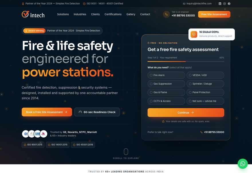 Intech Fire and Security website