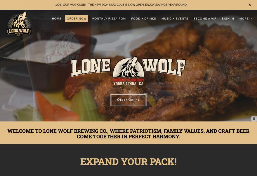 Lone Wolf Brewing Co website