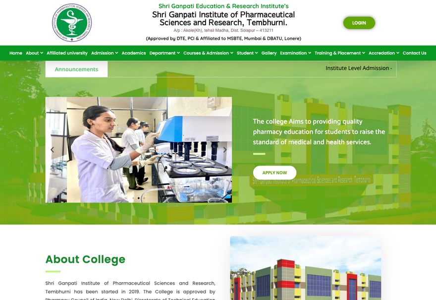 Shri Ganpati Institute of Pharmaceutical Sciences website