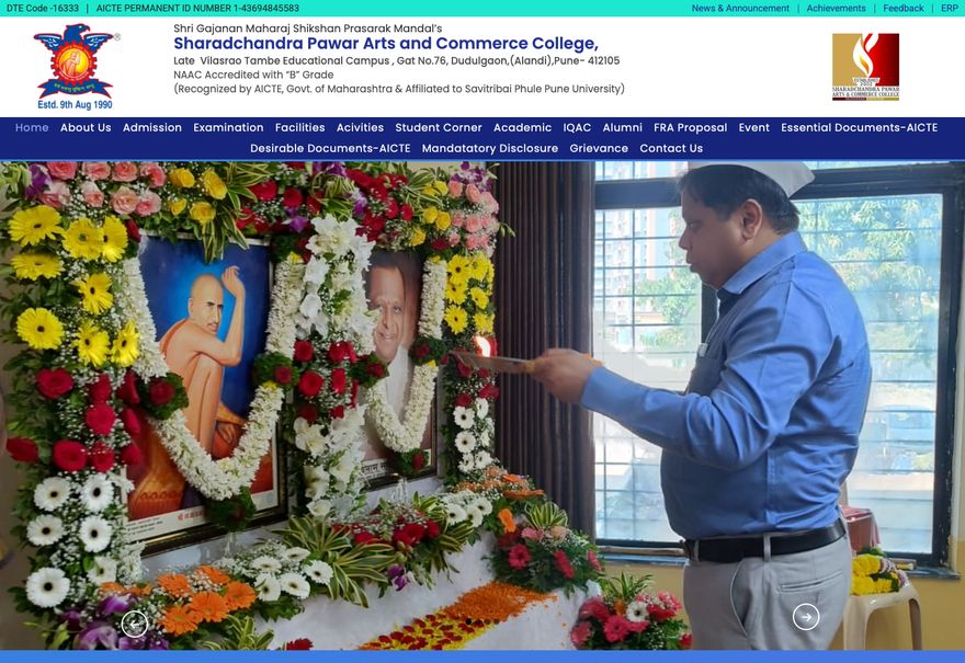 Sharadchandra Pawar Arts and Commerce College website